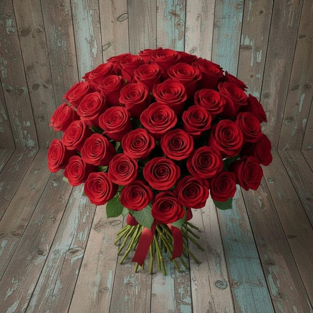 Букет 55 Красных роз Фридом в Первомайке