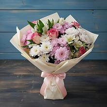 Букет цветов из:  Хризантемы, Альстромерии и Розы в Первомайке