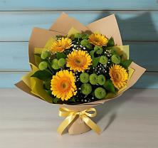 Букет цветов из:  Герберы и Хризантемы в Первомайке