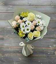 Букет цветов из:  Альстромерии, Розы и Хризантемы в Первомайке
