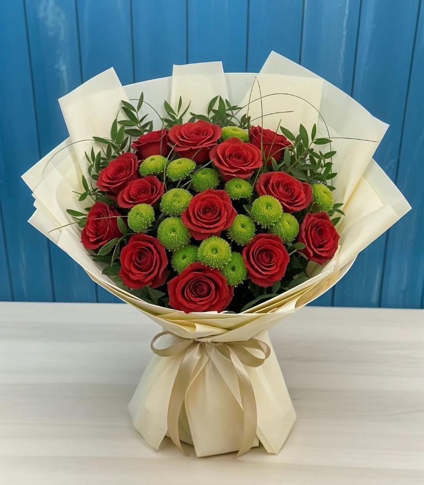 Букет цветов из: Розы и Хризантемы в Первомайке